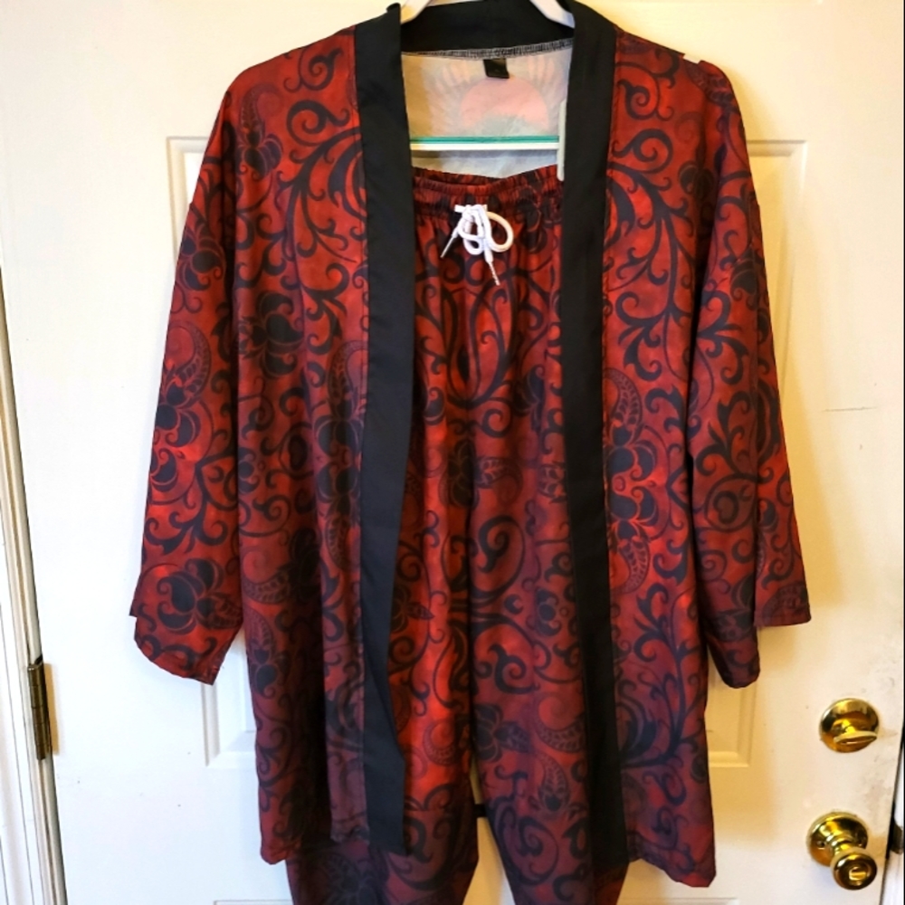DOSLAVIDA Men's Japanese Kimono Cardigan Suit Chinese Style Printed Jacket XL